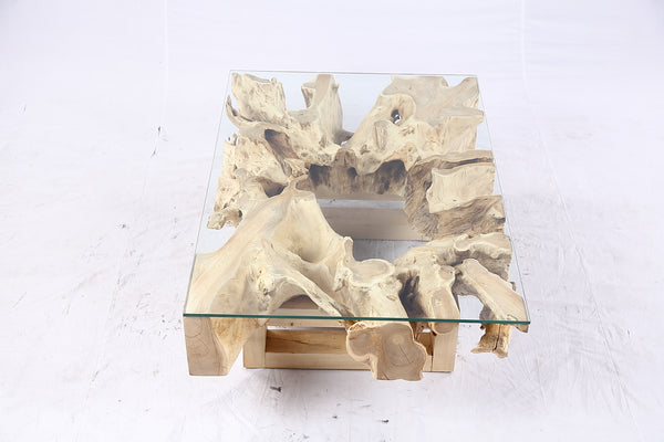 48” Inch Rectangular Sculptured Teak Root Coffee Table 241A