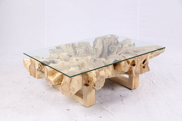 48” Inch Rectangular Sculptured Teak Root Coffee Table 244A