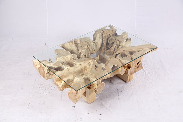 48” Inch Rectangular Sculptured Teak Root Coffee Table 244A