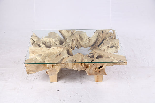 48” Inch Rectangular Sculptured Teak Root Coffee Table 244A