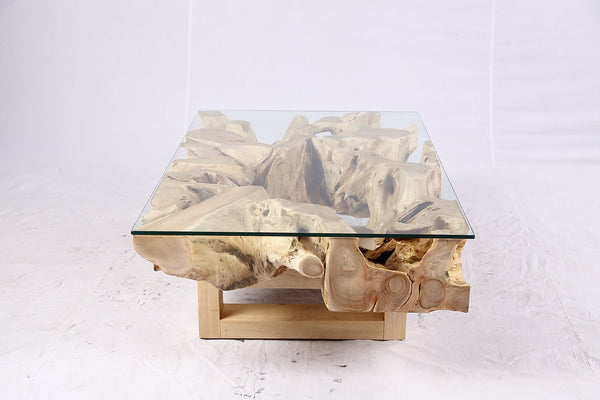48” Inch Rectangular Sculptured Teak Root Coffee Table 244A