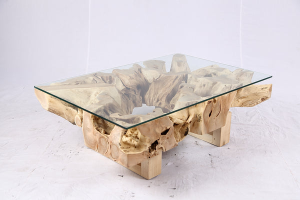 48” Inch Rectangular Sculptured Teak Root Coffee Table 244A