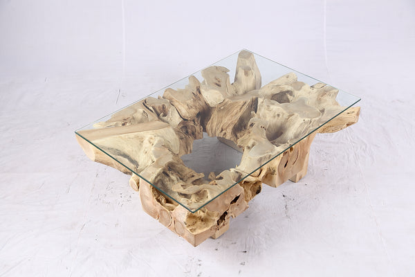 48” Inch Rectangular Sculptured Teak Root Coffee Table 244A