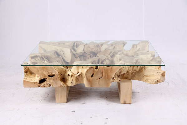 48” Inch Rectangular Sculptured Teak Root Coffee Table 244A