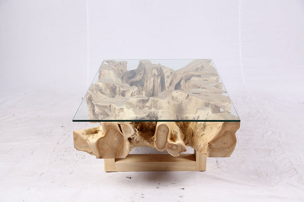48” Inch Rectangular Sculptured Teak Root Coffee Table 244A