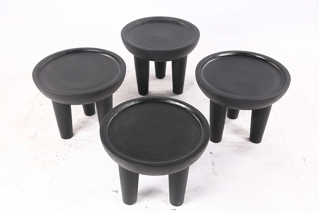 Pair of 20” Round Suar Flat-Top Side Table