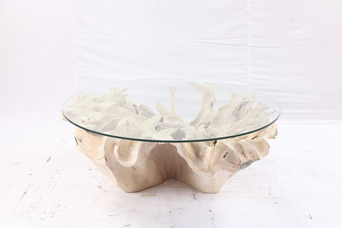 47” Round Sculptured Teak Root Coffee Table 51