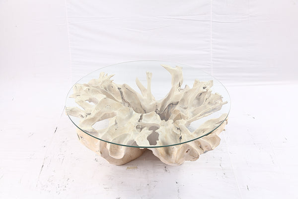 47” Round Sculptured Teak Root Coffee Table 51