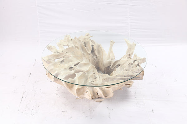 47” Round Sculptured Teak Root Coffee Table 51
