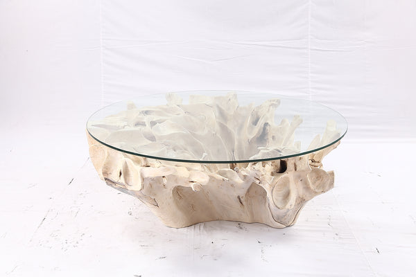47” Round Sculptured Teak Root Coffee Table 51