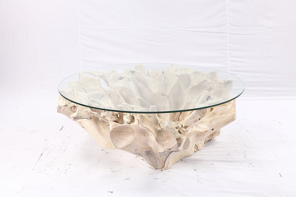 47” Round Sculptured Teak Root Coffee Table 51