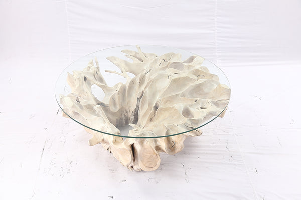 47” Round Sculptured Teak Root Coffee Table 51