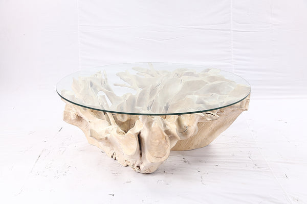 47” Round Sculptured Teak Root Coffee Table 51