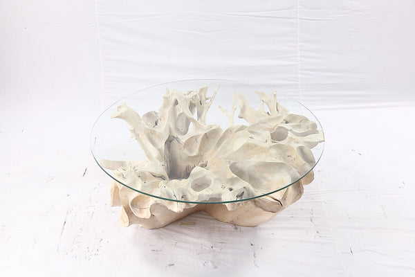 47” Round Sculptured Teak Root Coffee Table 51