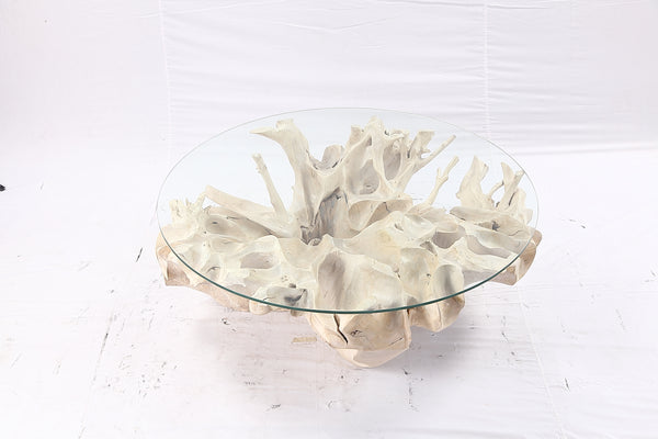 47” Round Sculptured Teak Root Coffee Table 51