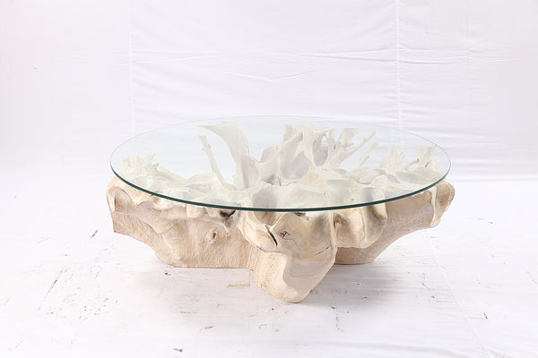 47” Round Sculptured Teak Root Coffee Table 51