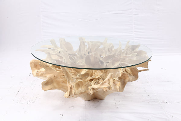 47” Round Sculptured Teak Root Coffee Table 53