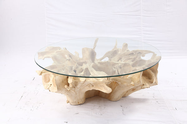 47” Round Sculptured Teak Root Coffee Table 53