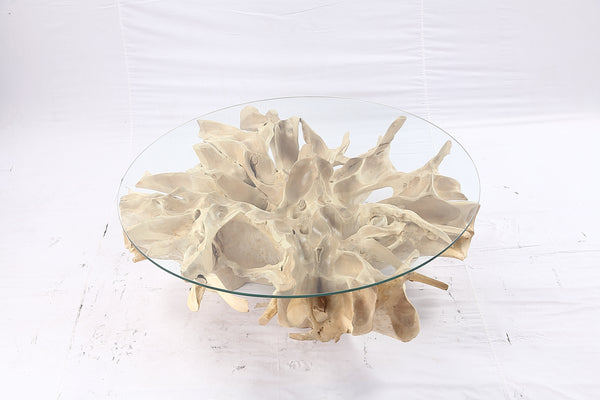 47” Round Sculptured Teak Root Coffee Table 53