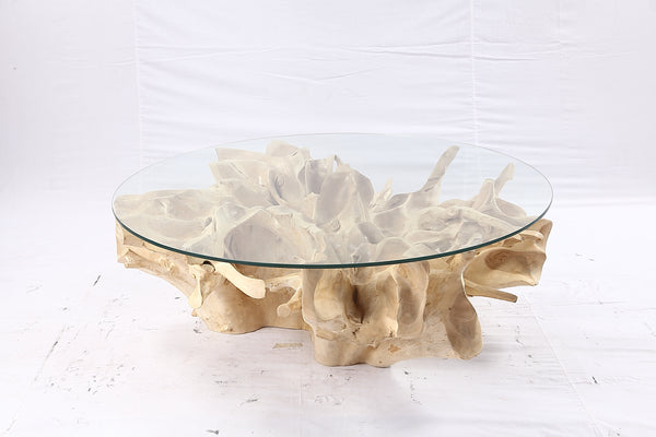 47” Round Sculptured Teak Root Coffee Table 53