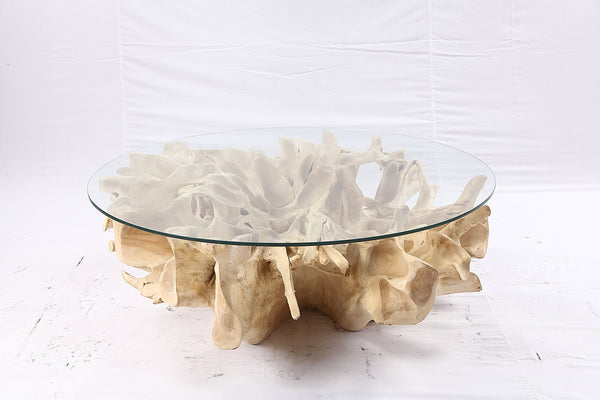 47” Round Sculptured Teak Root Coffee Table 53
