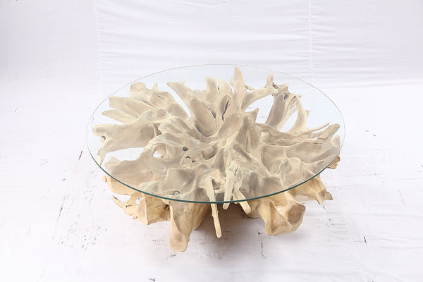 47” Round Sculptured Teak Root Coffee Table 53