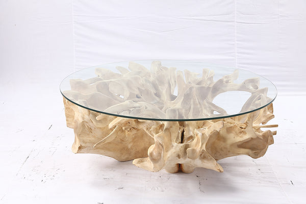 47” Round Sculptured Teak Root Coffee Table 53