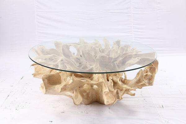 47” Round Sculptured Teak Root Coffee Table 53