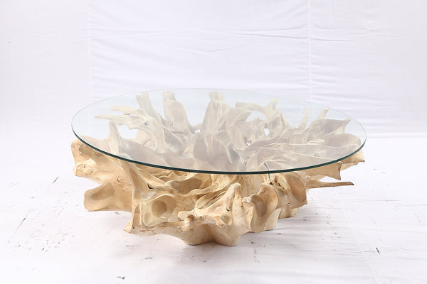 47” Round Sculptured Teak Root Coffee Table 53