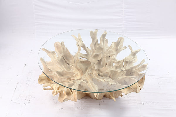 47” Round Sculptured Teak Root Coffee Table 53