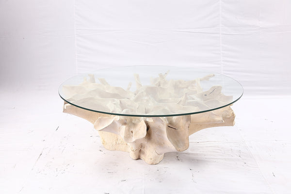 47” Round Sculptured Teak Root Coffee Table 52