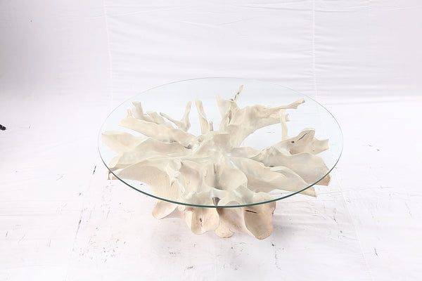 47” Round Sculptured Teak Root Coffee Table 52