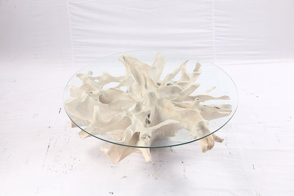 47” Round Sculptured Teak Root Coffee Table 52