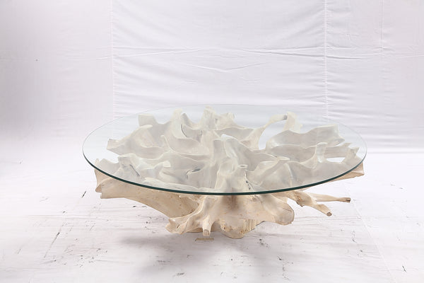 47” Round Sculptured Teak Root Coffee Table 52