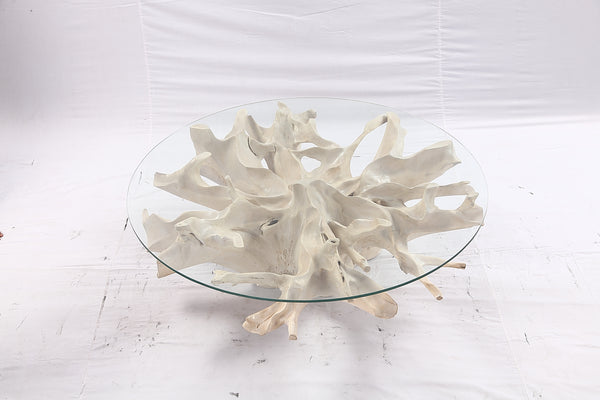 47” Round Sculptured Teak Root Coffee Table 52