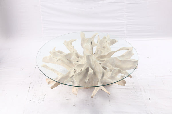 47” Round Sculptured Teak Root Coffee Table 52