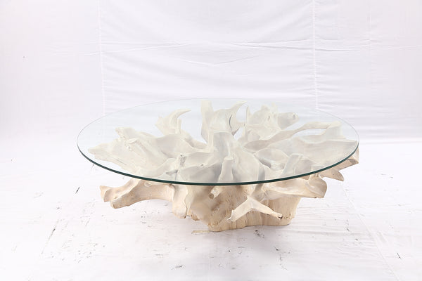 47” Round Sculptured Teak Root Coffee Table 52