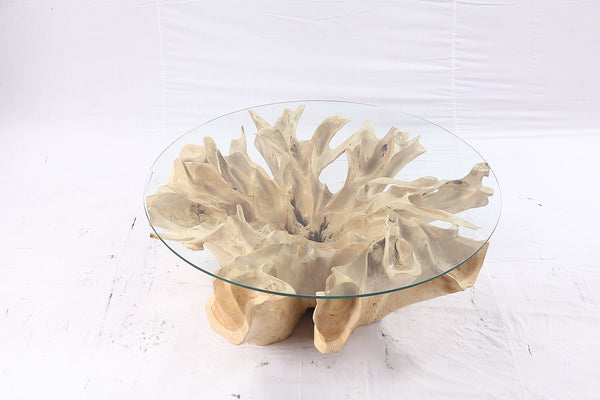 47” Round Sculptured Teak Root Coffee Table 54