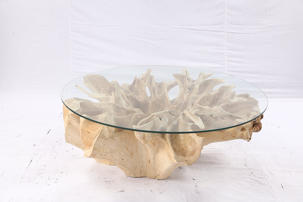 47” Round Sculptured Teak Root Coffee Table 54