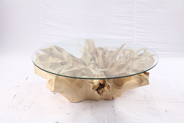 47” Round Sculptured Teak Root Coffee Table 54