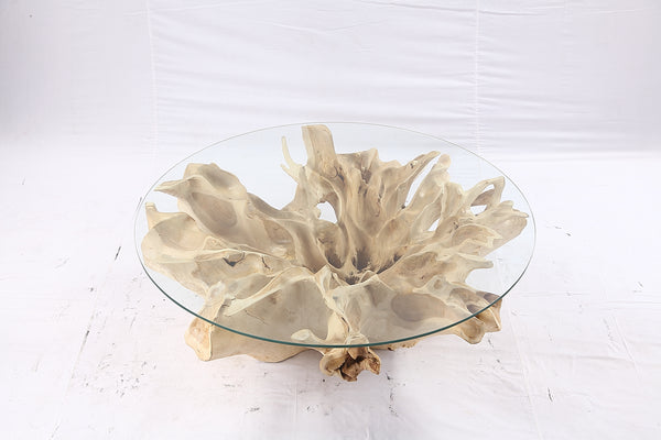 47” Round Sculptured Teak Root Coffee Table 54