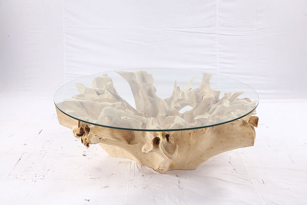 47” Round Sculptured Teak Root Coffee Table 54