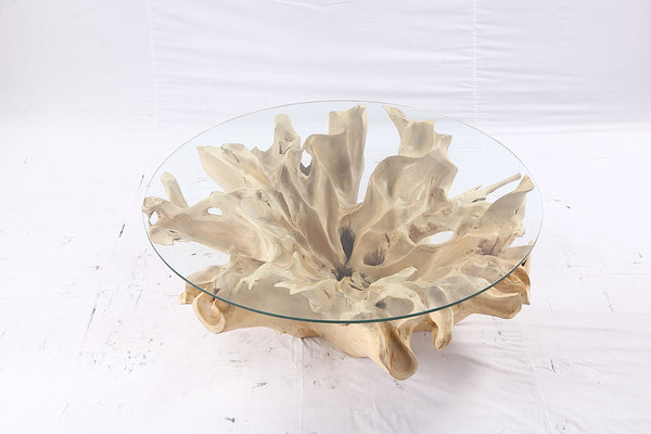 47” Round Sculptured Teak Root Coffee Table 54