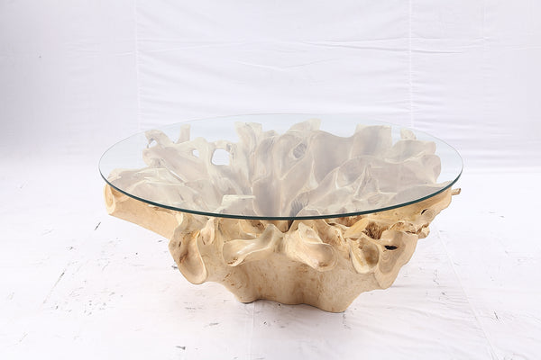 47” Round Sculptured Teak Root Coffee Table 54