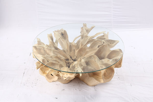 47” Round Sculptured Teak Root Coffee Table 54