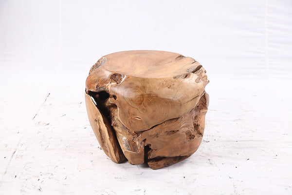 18” Round Organic Teak Root Side Table - Set of 5