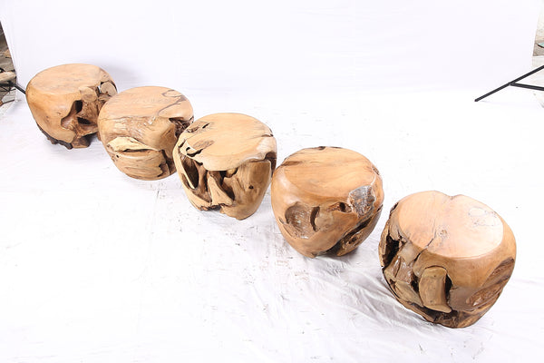 18” Round Organic Teak Root Side Table
