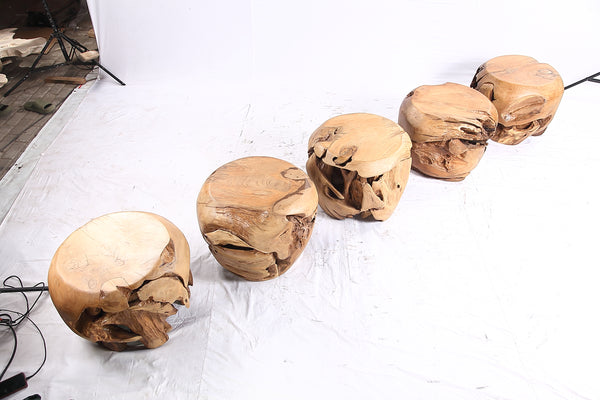 18” Round Organic Teak Root Side Table