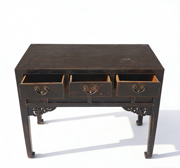 Antique Chinese 40" Three-Drawer Console Table