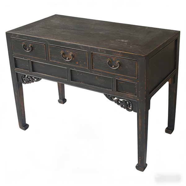 Antique Chinese 40" Three-Drawer Console Table